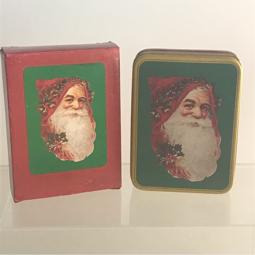 NIB - Vintage ENESCO J. Grossman Paper Christmas Sealed Playing Cards Lidded Tin